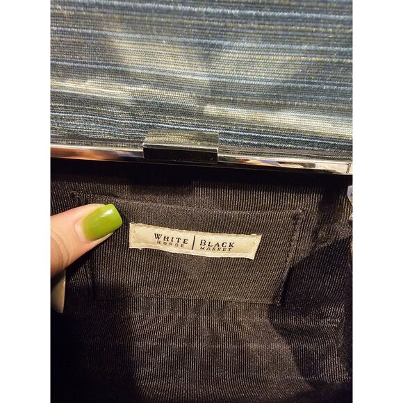 NWOT White House Black Market Formal Evening Clutch Handbag lace Black - Picture 5 of 6